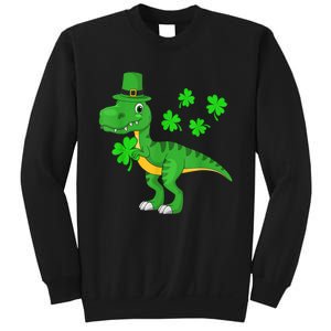 Cute St Patricks Day Dinosaur Shamrock Leprechaun Hat Sweatshirt