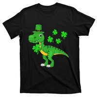 Cute St Patricks Day Dinosaur Shamrock Leprechaun Hat T-Shirt