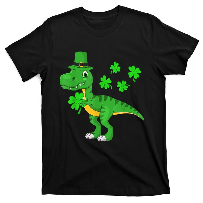 Cute St Patricks Day Dinosaur Shamrock Leprechaun Hat T-Shirt