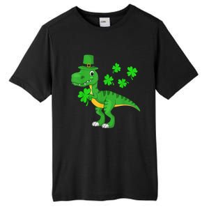 Cute St Patricks Day Dinosaur Shamrock Leprechaun Hat Tall Fusion ChromaSoft Performance T-Shirt