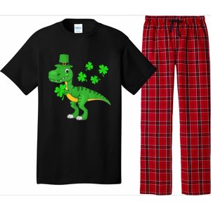 Cute St Patricks Day Dinosaur Shamrock Leprechaun Hat Pajama Set