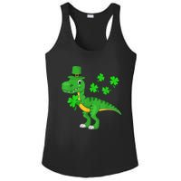 Cute St Patricks Day Dinosaur Shamrock Leprechaun Hat Ladies PosiCharge Competitor Racerback Tank