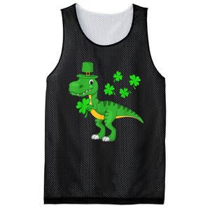 Cute St Patricks Day Dinosaur Shamrock Leprechaun Hat Mesh Reversible Basketball Jersey Tank