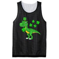 Cute St Patricks Day Dinosaur Shamrock Leprechaun Hat Mesh Reversible Basketball Jersey Tank