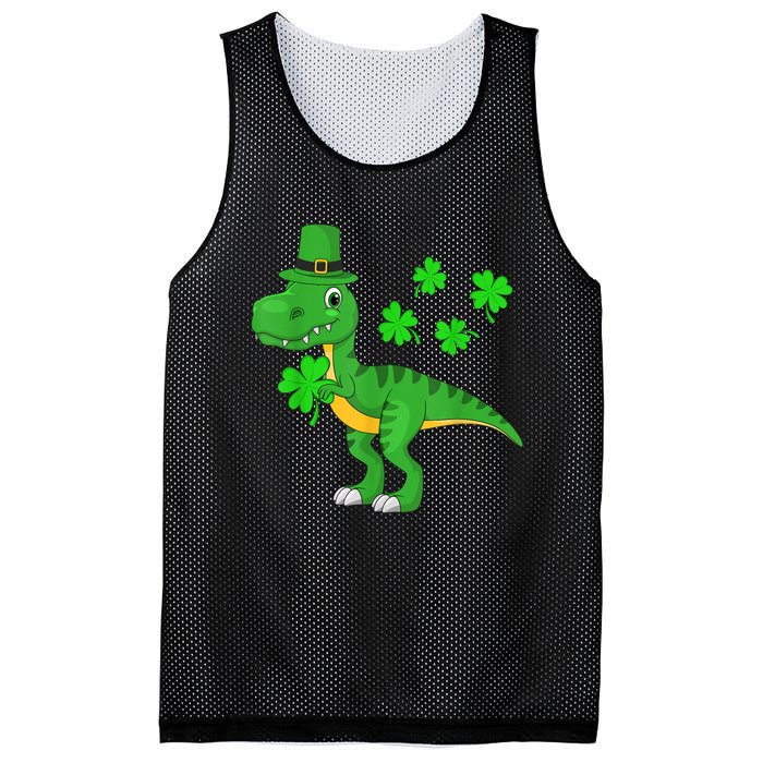 Cute St Patricks Day Dinosaur Shamrock Leprechaun Hat Mesh Reversible Basketball Jersey Tank