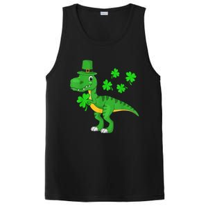 Cute St Patricks Day Dinosaur Shamrock Leprechaun Hat PosiCharge Competitor Tank