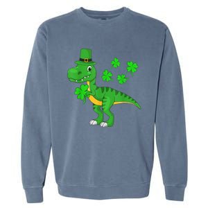 Cute St Patricks Day Dinosaur Shamrock Leprechaun Hat Garment-Dyed Sweatshirt