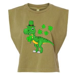 Cute St Patricks Day Dinosaur Shamrock Leprechaun Hat Garment-Dyed Women's Muscle Tee