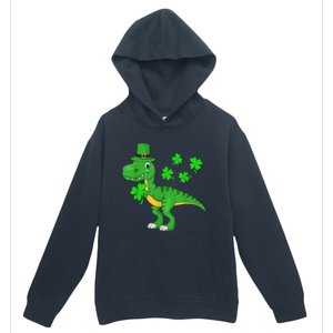 Cute St Patricks Day Dinosaur Shamrock Leprechaun Hat Urban Pullover Hoodie