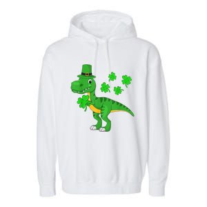 Cute St Patricks Day Dinosaur Shamrock Leprechaun Hat Garment-Dyed Fleece Hoodie