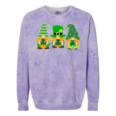 Cute St Patrick's Day Shamrock Gnomes Multi Patterns Colorblast Crewneck Sweatshirt