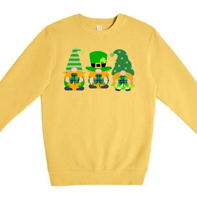 Cute St Patrick's Day Shamrock Gnomes Multi Patterns Premium Crewneck Sweatshirt