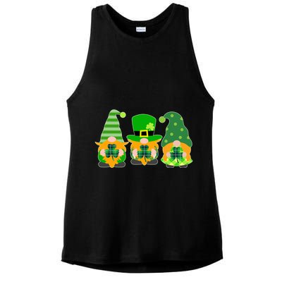 Cute St Patrick's Day Shamrock Gnomes Multi Patterns Ladies PosiCharge Tri-Blend Wicking Tank