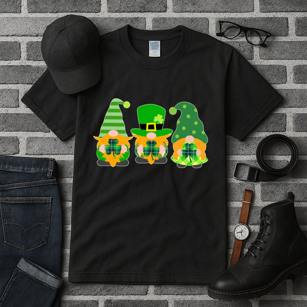 Cute St Patrick's Day Shamrock Gnomes Multi Patterns Tall T-Shirt