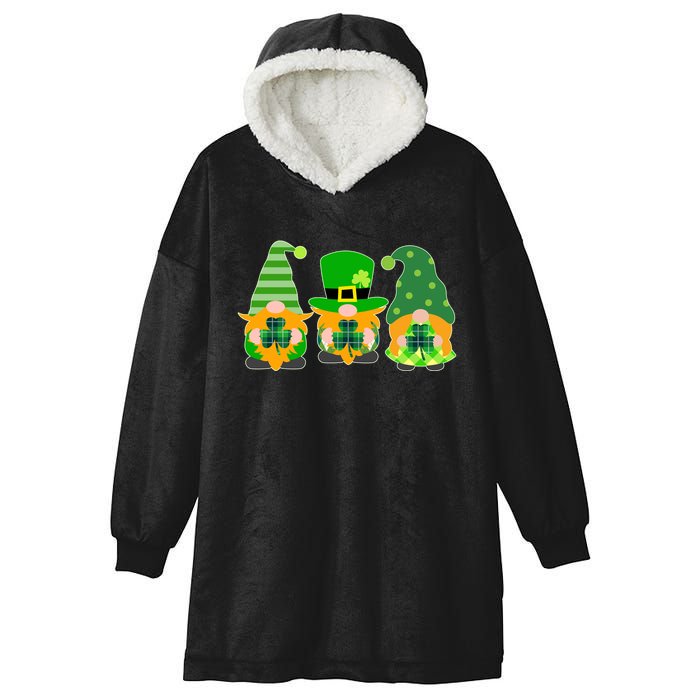 Cute St Patrick's Day Shamrock Gnomes Multi Patterns Hooded Wearable Blanket