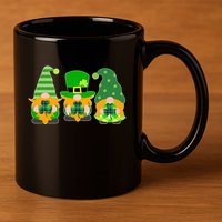 Cute St Patrick's Day Shamrock Gnomes Multi Patterns 11oz C Handle Ceramic Mug