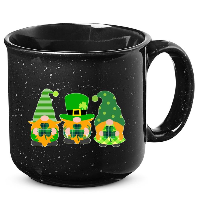 Cute St Patrick's Day Shamrock Gnomes Multi Patterns 15oz Campfire Ceramic Mug