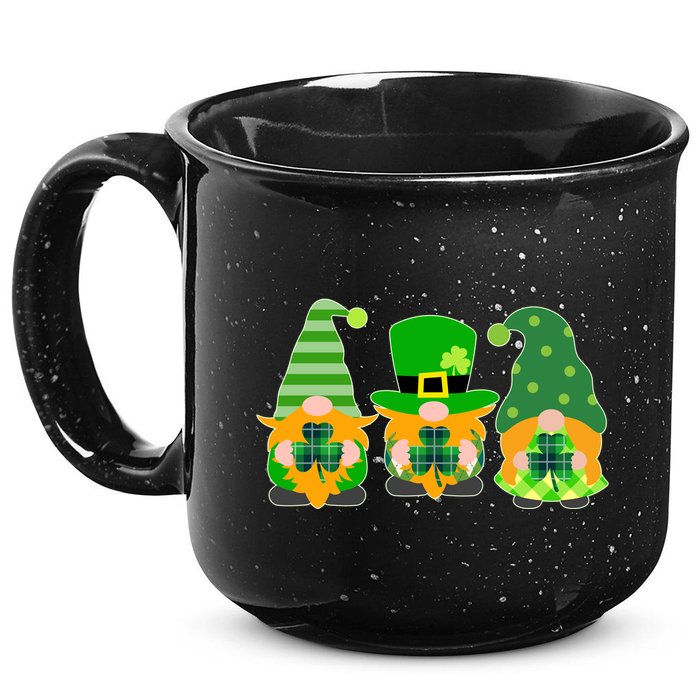 Cute St Patrick's Day Shamrock Gnomes Multi Patterns 15oz Campfire Ceramic Mug