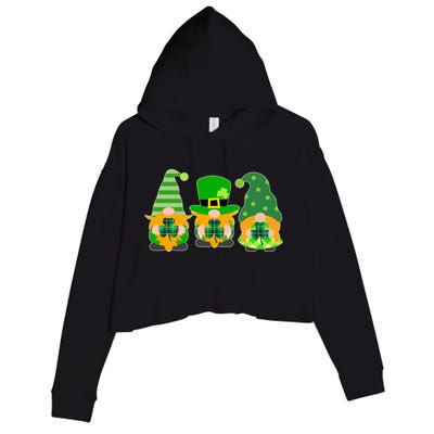Cute St Patrick's Day Shamrock Gnomes Multi Patterns Crop Fleece Hoodie
