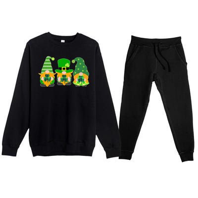 Cute St Patrick's Day Shamrock Gnomes Multi Patterns Premium Crewneck Sweatsuit Set