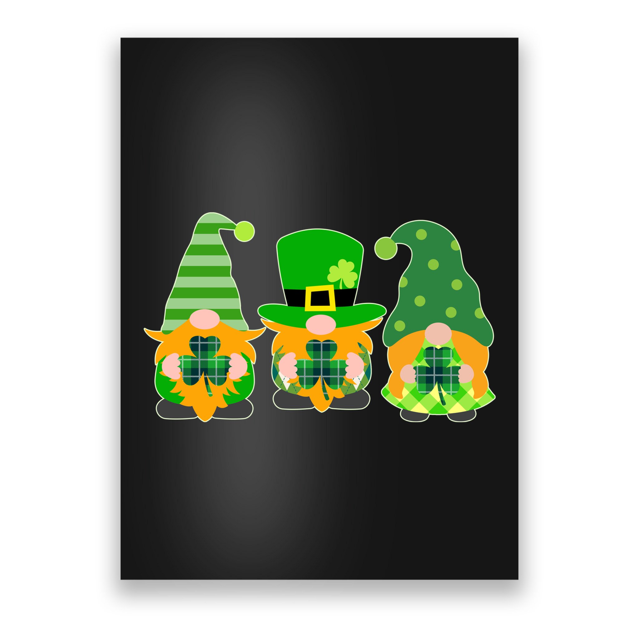 Cute St Patrick's Day Shamrock Gnomes Multi Patterns Poster