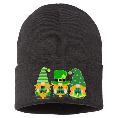Cute St Patrick's Day Shamrock Gnomes Multi Patterns Sustainable Knit Beanie