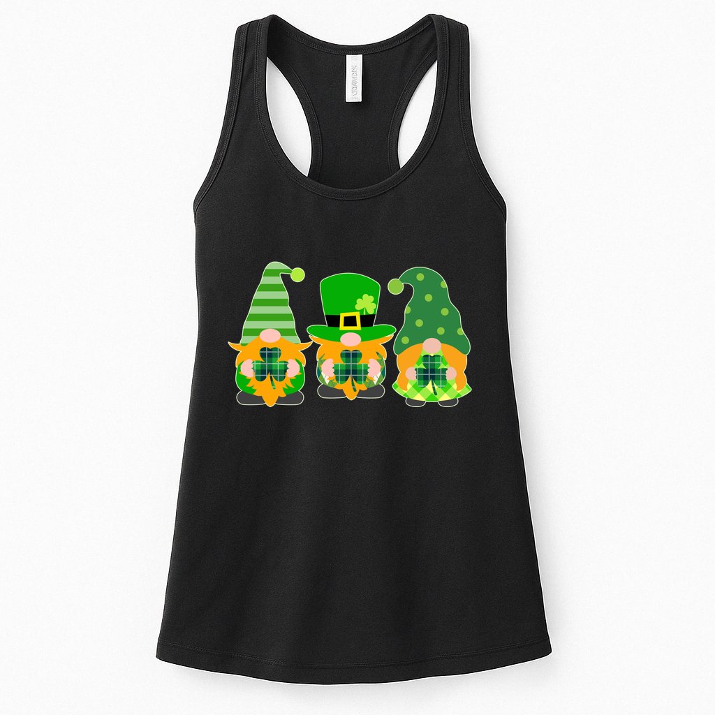 Cute St Patrick's Day Shamrock Gnomes Multi Patterns Womens Tank Top