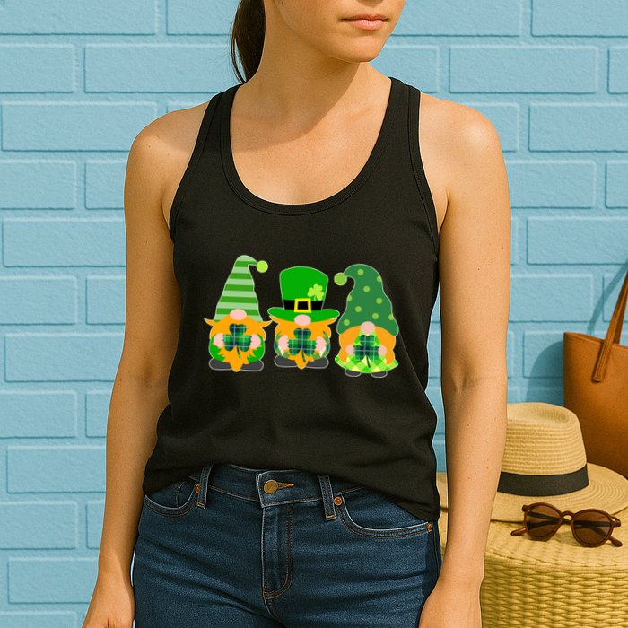 Cute St Patrick's Day Shamrock Gnomes Multi Patterns Womens Tank Top