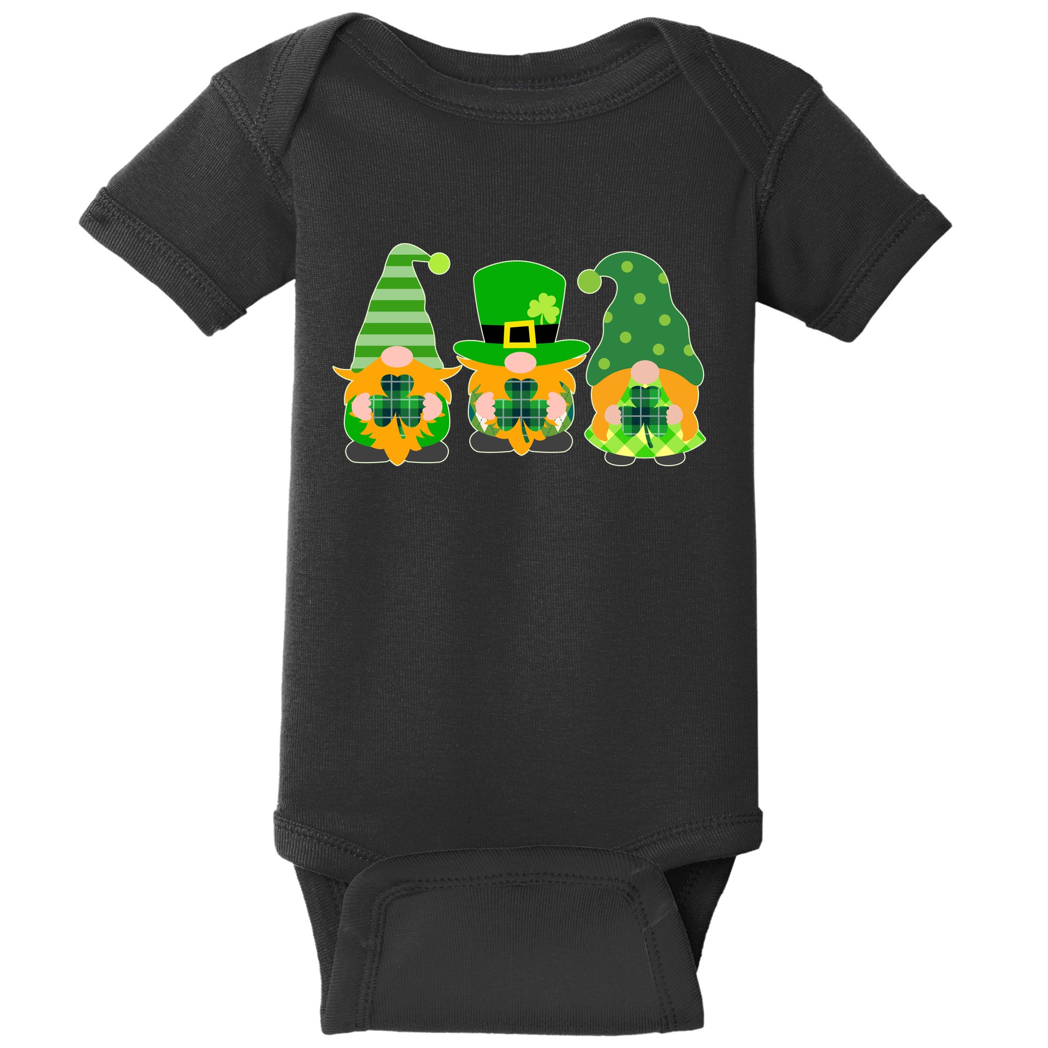 Cute St Patrick's Day Shamrock Gnomes Multi Patterns Baby Bodysuit