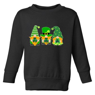 Cute St Patrick's Day Shamrock Gnomes Multi Patterns Toddler Sweatshirt