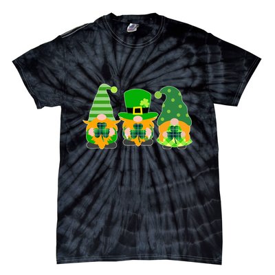 Cute St Patrick's Day Shamrock Gnomes Multi Patterns Tie-Dye T-Shirt