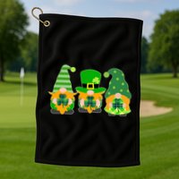 Cute St Patrick's Day Shamrock Gnomes Multi Patterns Golf Towel