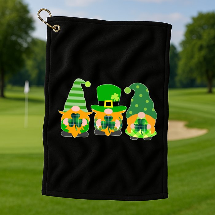 Cute St Patrick's Day Shamrock Gnomes Multi Patterns Golf Towel