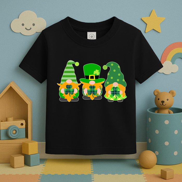 Cute St Patrick's Day Shamrock Gnomes Multi Patterns Toddler T-Shirt