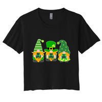 Cute St Patrick's Day Shamrock Gnomes Multi Patterns Crop Top