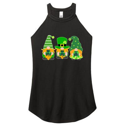 Cute St Patrick's Day Shamrock Gnomes Multi Patterns Women's Perfect Tri Rocker Tank