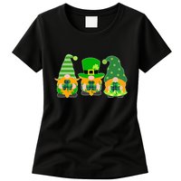 Cute St Patrick's Day Shamrock Gnomes Multi Patterns Womens T-Shirt