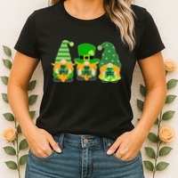 Cute St Patrick's Day Shamrock Gnomes Multi Patterns Womens T-Shirt