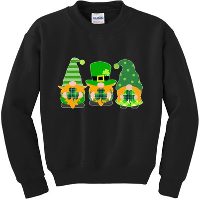 Cute St Patrick's Day Shamrock Gnomes Multi Patterns Kids Sweatshirt