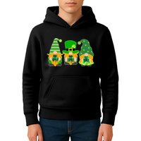 Cute St Patrick's Day Shamrock Gnomes Multi Patterns Kids Hoodie