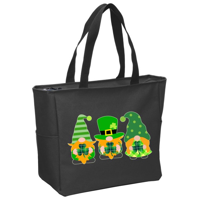 Cute St Patrick's Day Shamrock Gnomes Multi Patterns Zip Tote Bag