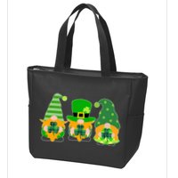 Cute St Patrick's Day Shamrock Gnomes Multi Patterns Zip Tote Bag