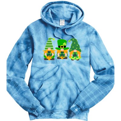 Cute St Patrick's Day Shamrock Gnomes Multi Patterns Tie Dye Hoodie