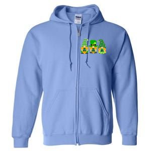 Cute St Patrick's Day Shamrock Gnomes Multi Patterns Full Zip Hoodie