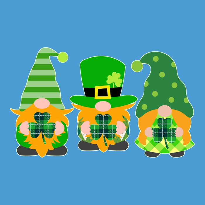 Cute St Patrick's Day Shamrock Gnomes Multi Patterns Full Zip Hoodie