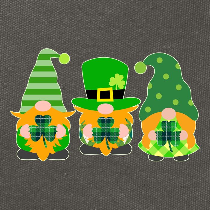 Cute St Patrick's Day Shamrock Gnomes Multi Patterns Cotton Canvas Backpack