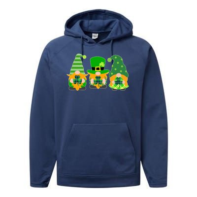 Cute St Patrick's Day Shamrock Gnomes Multi Patterns Performance Fleece Hoodie