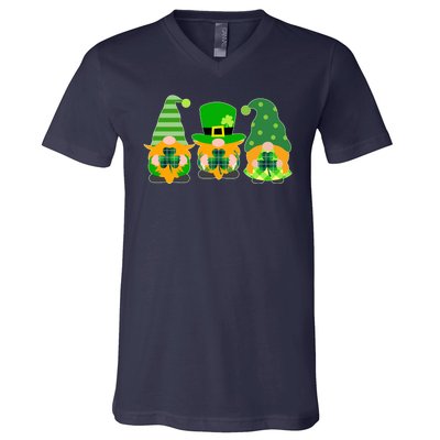 Cute St Patrick's Day Shamrock Gnomes Multi Patterns V-Neck T-Shirt