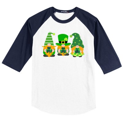 Cute St Patrick's Day Shamrock Gnomes Multi Patterns Baseball Sleeve Shirt