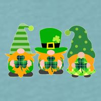 Cute St Patrick's Day Shamrock Gnomes Multi Patterns Sueded Cloud Jersey T-Shirt